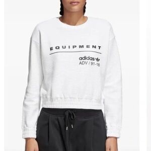 Adidas Women's White Originals Equipment Crew Cropped Sweatshirt